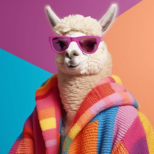 llama fashion, Chromarism aesthetic --v 5.1 --s 1000
