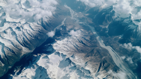 minimalist satellite photo of snowy mountains --ar 16:9 --style raw --v 5.1