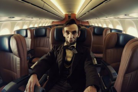 Prompt: &#039;&#039;A hyper - realistic GoPro selfie of Abraham Lincoln in an airplane seat. --ar 3:2&#039;&#039;