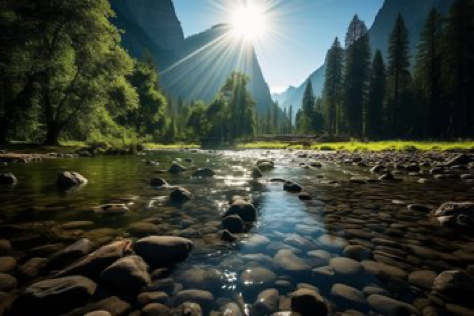 Breathtaking Yosemite National Park landscape in summer, shot with Nikon D850 and Nikon AF-S NIKKOR 14-24mm f/2.8G ED lens, natural...
