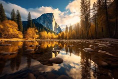 Breathtaking Yosemite National Park landscape in autumn, shot with Nikon D850 and Nikon AF-S NIKKOR 14-24mm f/2.8G ED lens, natural...