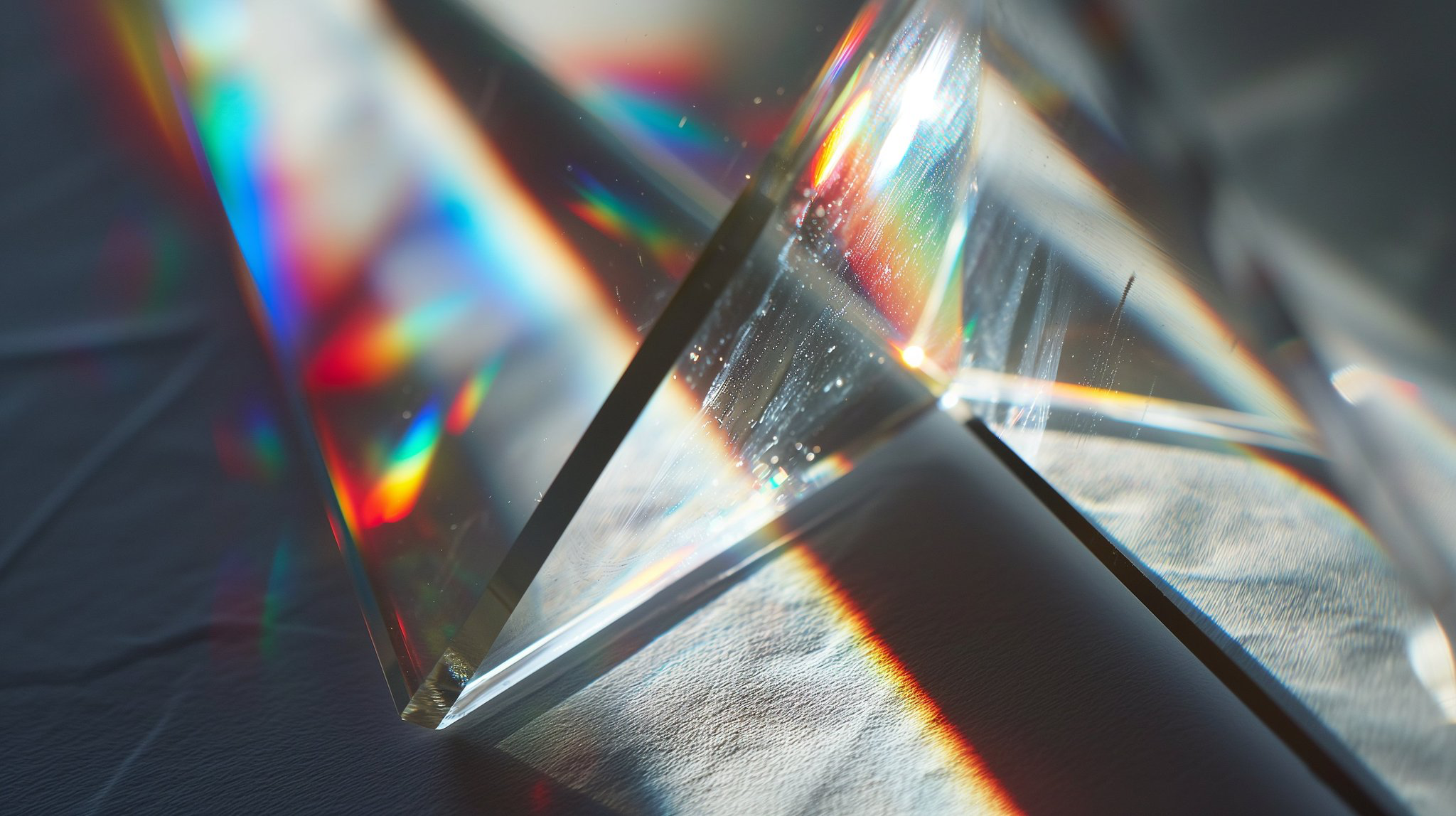 macro photo of Refraction of Light Through a Prism, white wall --ar 16:9 --v 6.0 --style raw