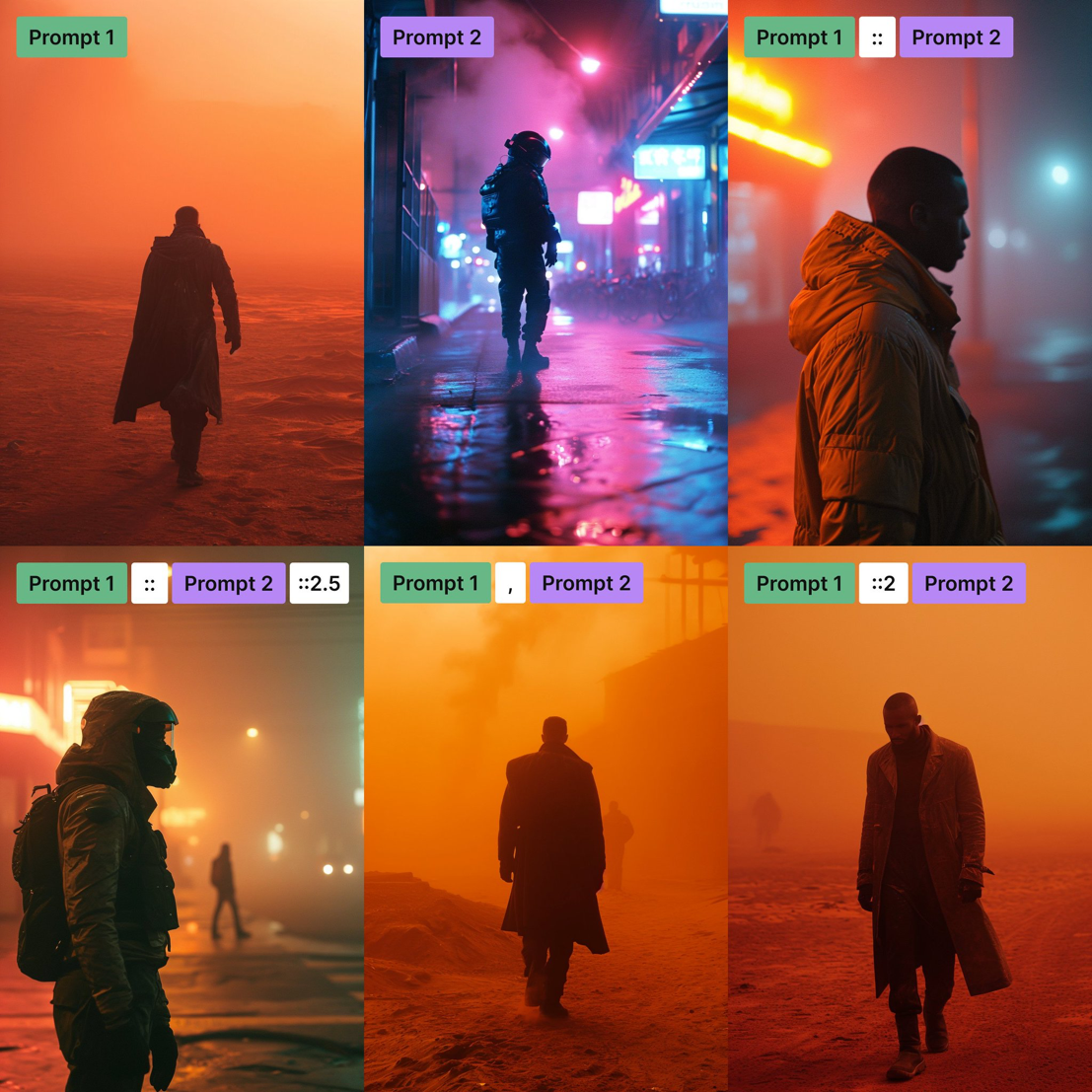 Prompt 1:
movie still, close-up, a man in a futuristic coat in an orange sand patch, minimalist, hazy, foggy, red...