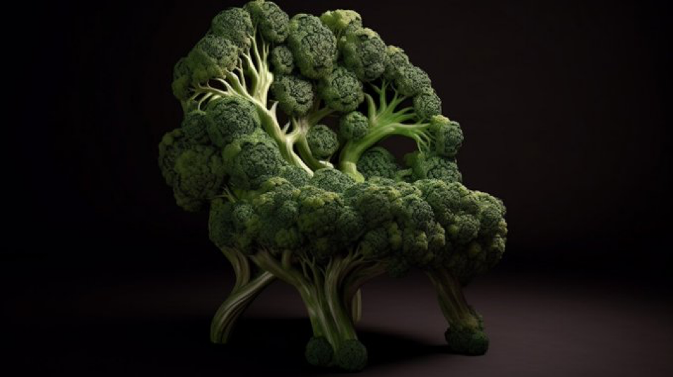 organic chair made of broccoli, studio lighting, exceptional details, photorealism --ar 16:9