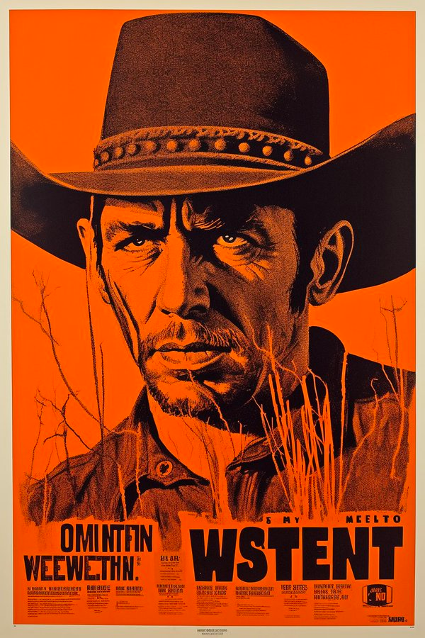 spaghetti western 1960’s screen printed poster --ar 2:3 --v 5 --s 250