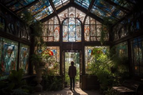 A lonesome traveler stumbles upon an abandoned, yet impeccably preserved Victorian greenhouse. The sunlight filters through the intricate stained-glass ceiling,...