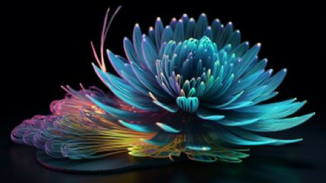 3d bioluminescent paper quilling sonic flowers made of digital binary barcode data, ultra-sharp intrincate details, cymatic visualization of reverberating foghorn...