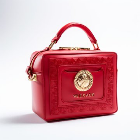 a purse, collab with versace, studio product photography, bag, high quality product photography, white background