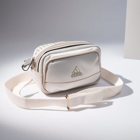 a purse, collab with adidas, studio product photography, bag, high quality product photography, white background