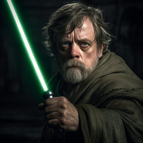 Still film Star Wars, close up portrait shot of Mark Hamill is Luke Skywalker in the Episode 8 The Last...