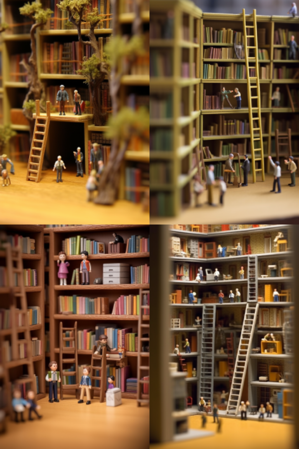 1989 documentary film of tiny people living between books on a library bookshelf :: miniature people, miniature library bookshelf, honey...