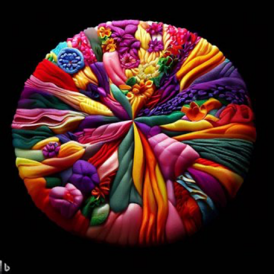 a pizza made of beautiful colorful fabric , hyper realistic , award winning photography .