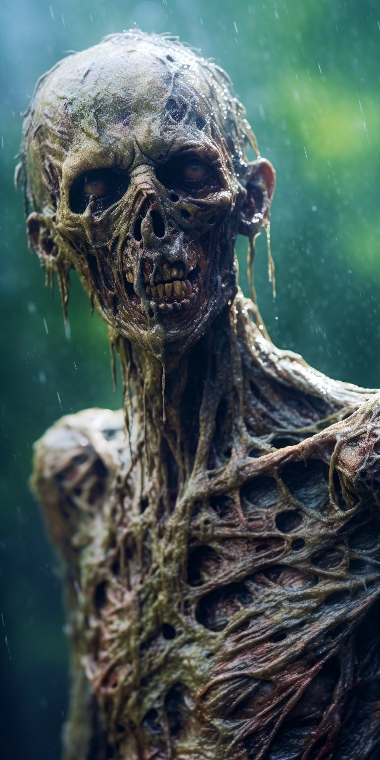 an image of a zombie an image of a zombie, in the style of vray tracing, close up, wet-on-wet blending,...